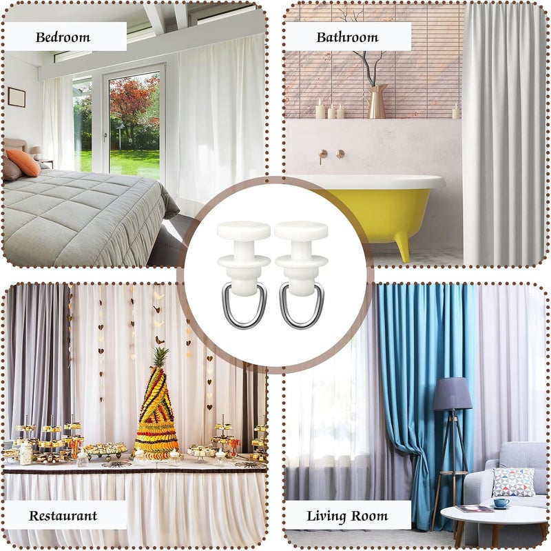 Craftsatin Plastic Curtain Track Hooks Ceiling Sliding Curtain Glider Accessories for Living Bedroom Shower Privacy Rv Garage Divider Track and Hooks(100 Pcs) - Image 5